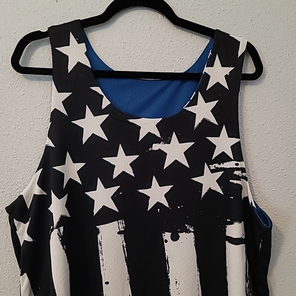 Reversible American Flag Tank Top~ Reverse side B&W OS (22" Chest) - Picture 6 of 8